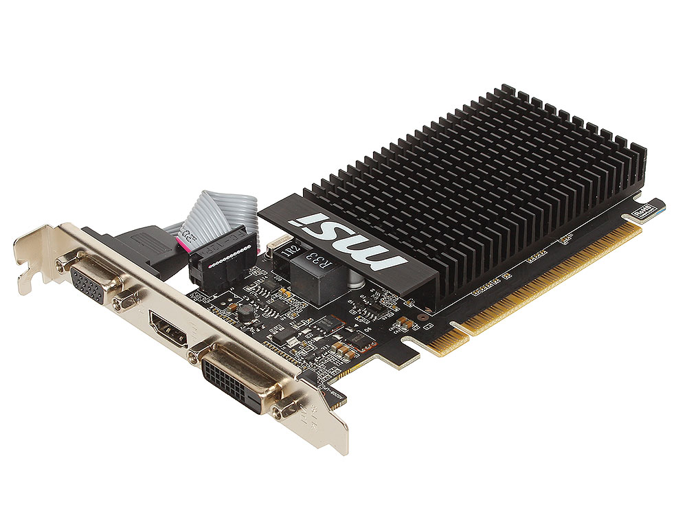 Видеокарта VGA MSI NVIDIA GeForce GT 710, 1Gb GDDR3/64-bit, PCI Express 2.0, DVIx1,D-Sub x 1, 1xHDMI, LP, Retail, GT 710 1GD3H LP