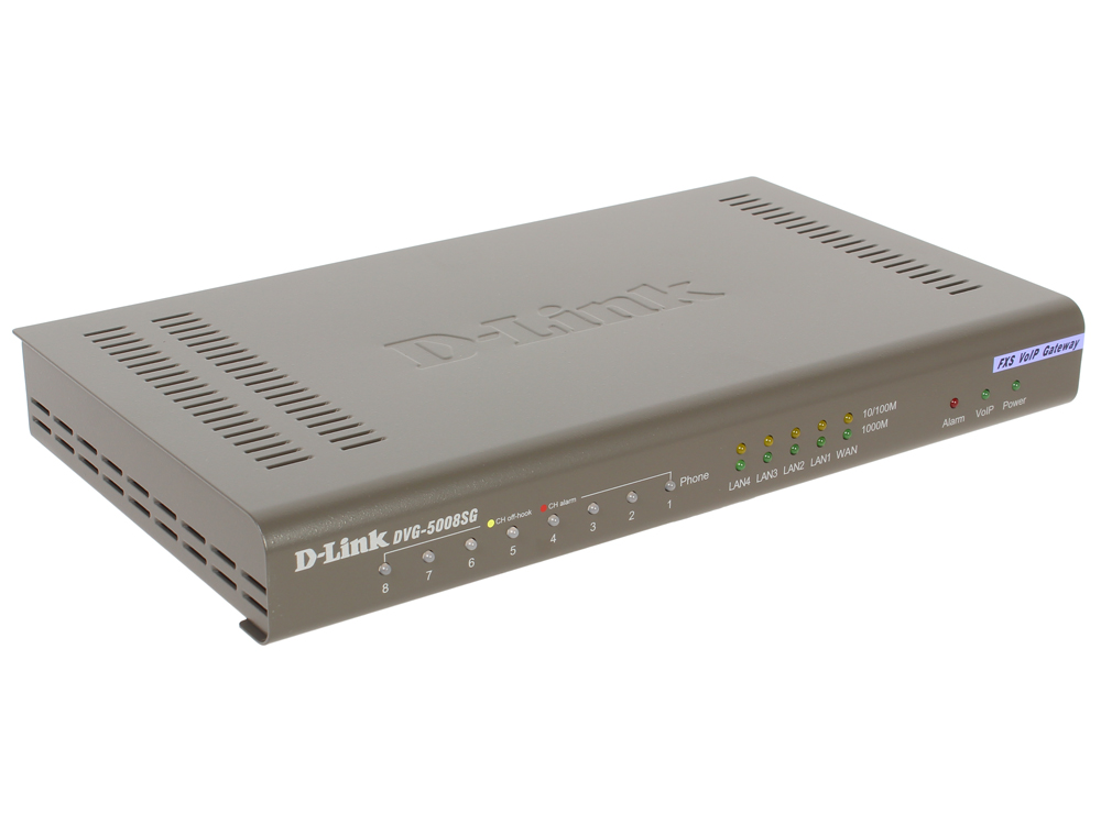 Шлюз VoIP D-LINK DVG-5008SG/A1A 8-ports FXS RJ-11, 1-port 10/100/1000BASE-TX Gigabit Ethernet WAN,DVG-5008SG/A1A