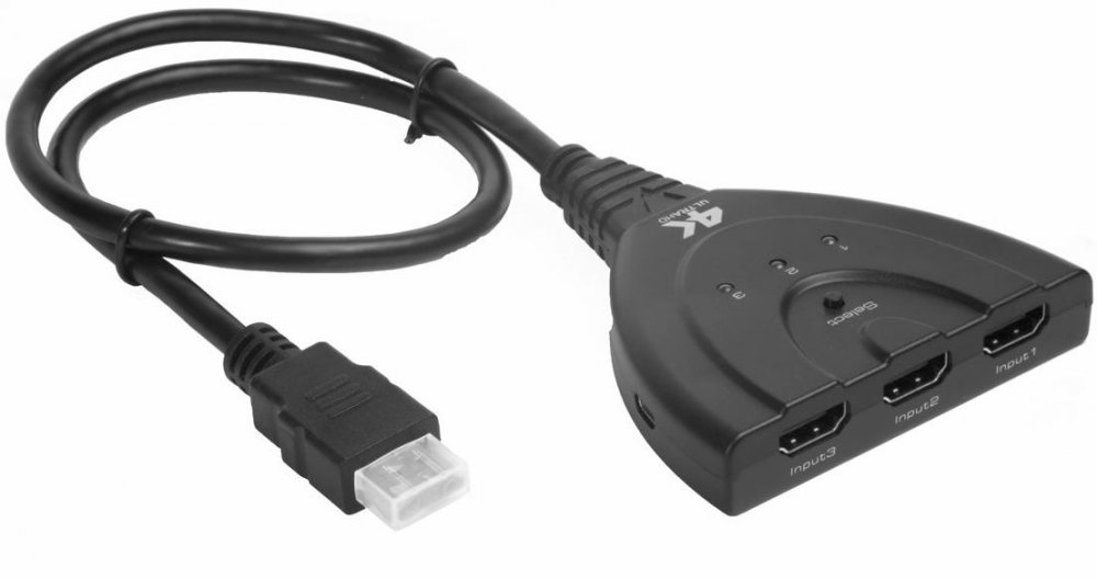 Переключатель HDMI 3 x 1 Greenline, 1080p 60Hz, USB доп питание, GL-v301CP, GL-v301CP