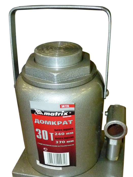 Домкрат гидравлический бутылочный MATRIX, 30 т, h подъема 240–370 мм