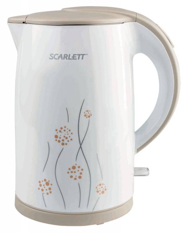 Чайник электрический Scarlett SC-EK21S08 1.7л. 2150Вт белый/бежевый (корпус: пластик)