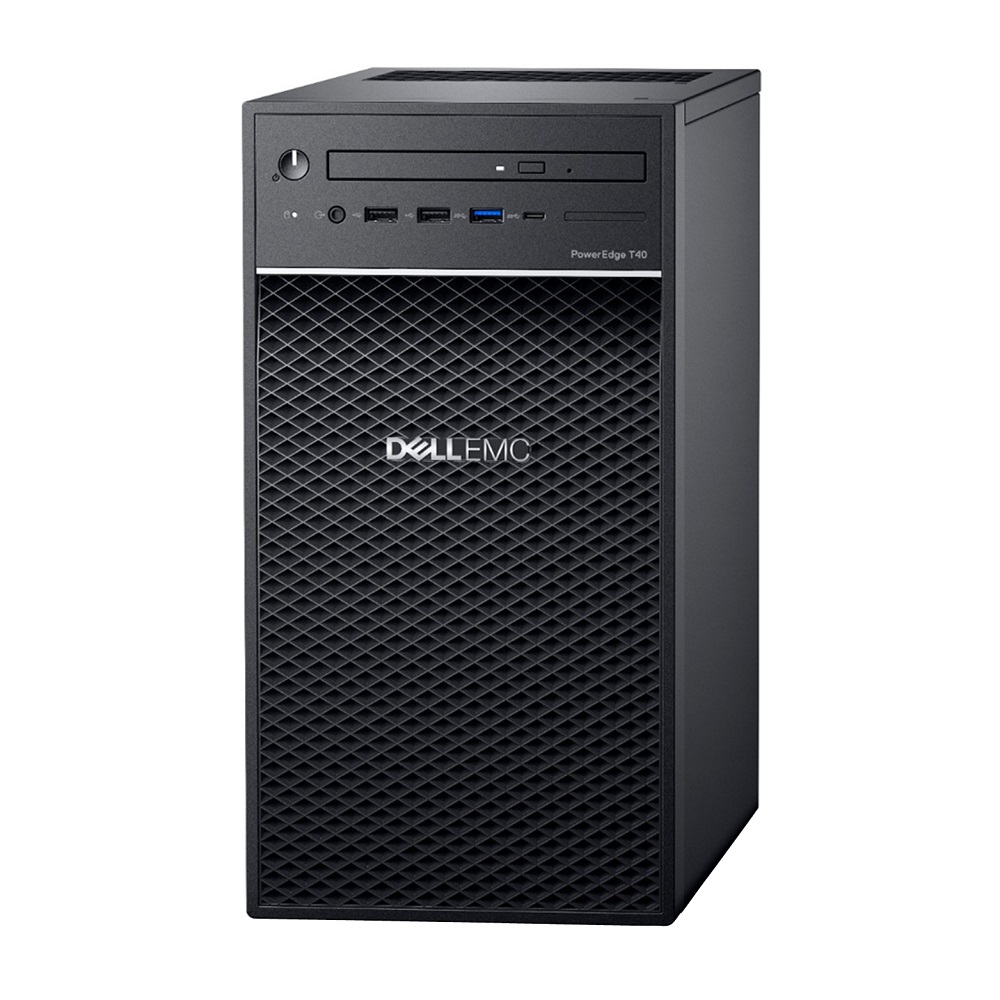 Сервер Dell PowerEdge T40 Tower/ E-2224G 3.5GHz(8Mb)/ 1x8GbU2D(2666)/On-board SATA RAID/ 2x1Tb SATA Entry 7.2k LFF/ UpTo3LFF cable HDD/ DVDRW/1xGE/PS2