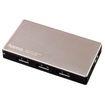 Разветвитель USB 3.0 Hama UltraActive портов:4 серебристый, 00054544