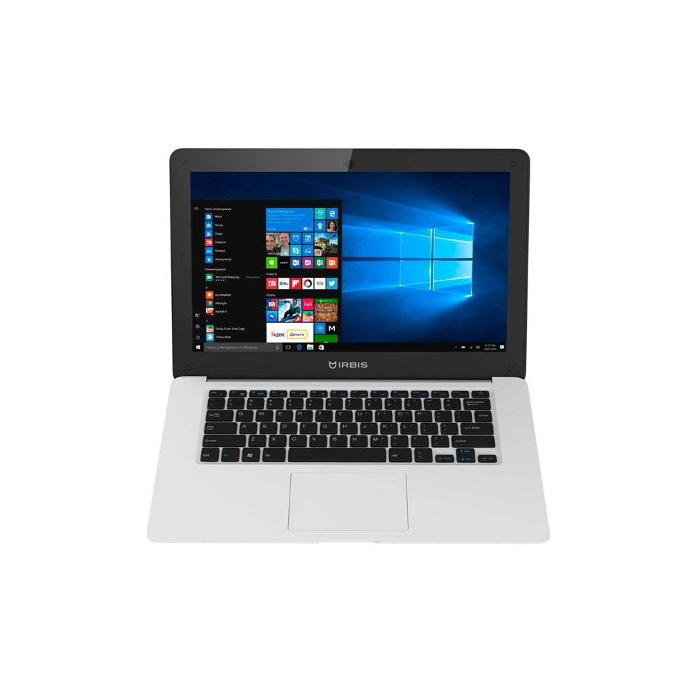 Ноутбук IRBIS NB62, 14" (1920x1080 IPS), Intel Atom Z8350 4x1.8Ghz, 2048MB, 32GB, cam 0.3MPx, Wi-Fi,  jack 3.5, 8000 mAh, Plastic, White, Windows 10