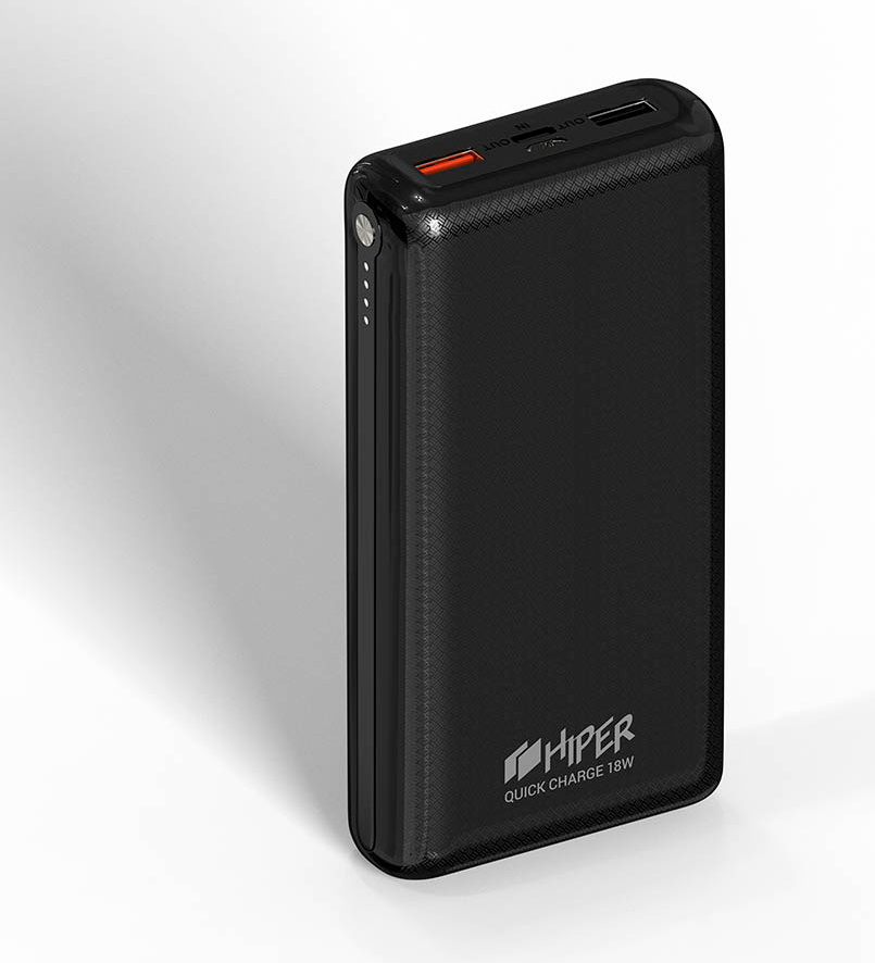 Мобильный аккумулятор Hiper Quick 20000 Li-Pol 20000mAh 3A+2A черный 2xUSB материал алюминий