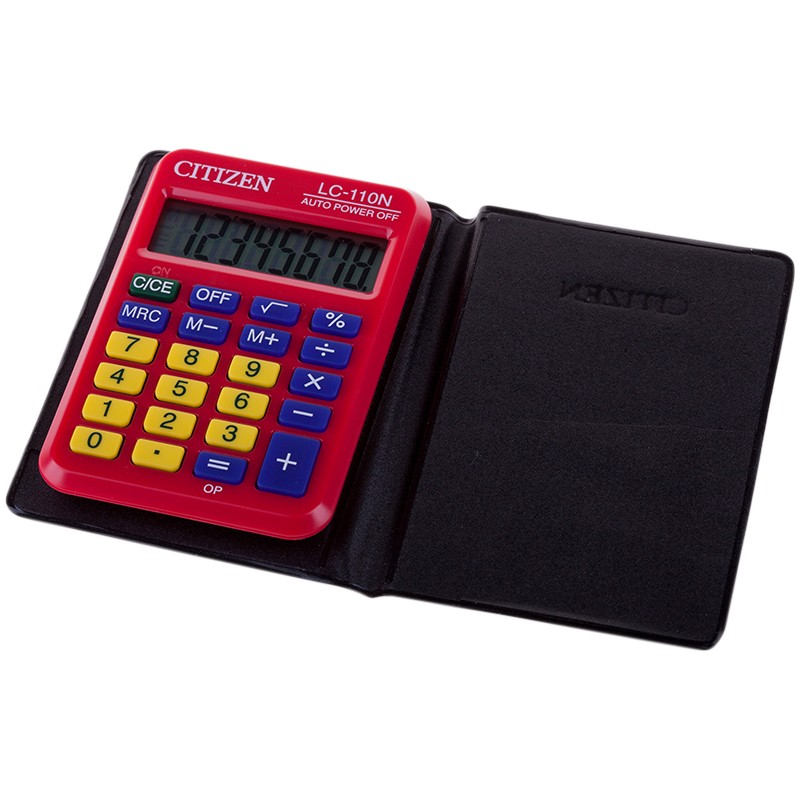Калькулятор CITIZEN карманный LC-110NRDCFS, 8 разрядов, двойное питание, 87х58 мм, красный