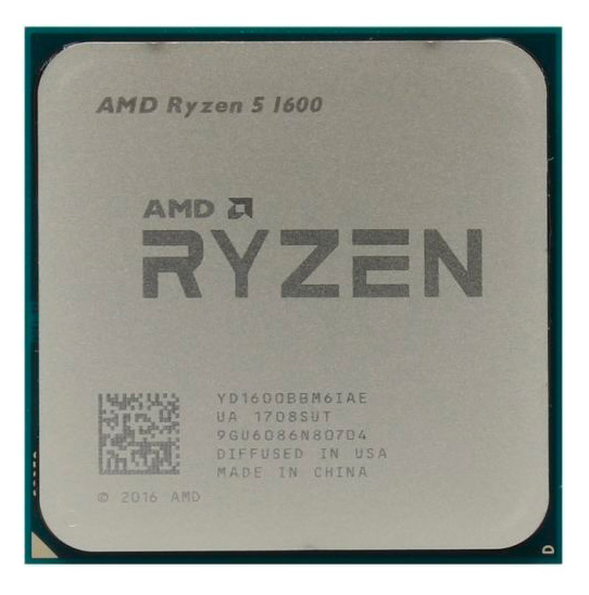 Процессор AMD Ryzen 5 1600, Socket AM4, 6-ядерный, 3200 МГц, Turbo: 3600 МГц, Summit Ridge, Кэш L2 - 3 Мб, Кэш L3 - 16 Мб, 65 Вт