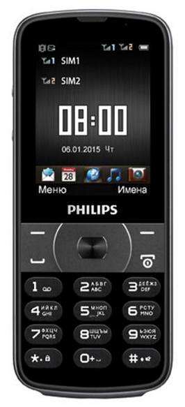 Мобильный телефон Philips Xenium E560 черный моноблок 2Sim 2.4" 240x320 2Mpix BT GSM900/1800 GSM1900 MP3 FM microSDHC max32Gb