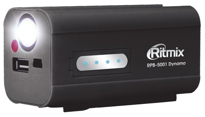 Мобильное зарядное устройство,Ritmix RPB-5001 Dynamo, (5000mAh, 1xUSB, фонарик)