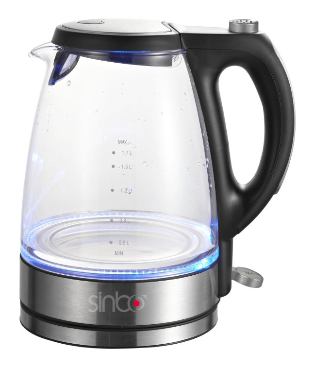 Чайник электрический Sinbo SK 2393B 1.7л. 2000Вт черный (корпус: стекло)