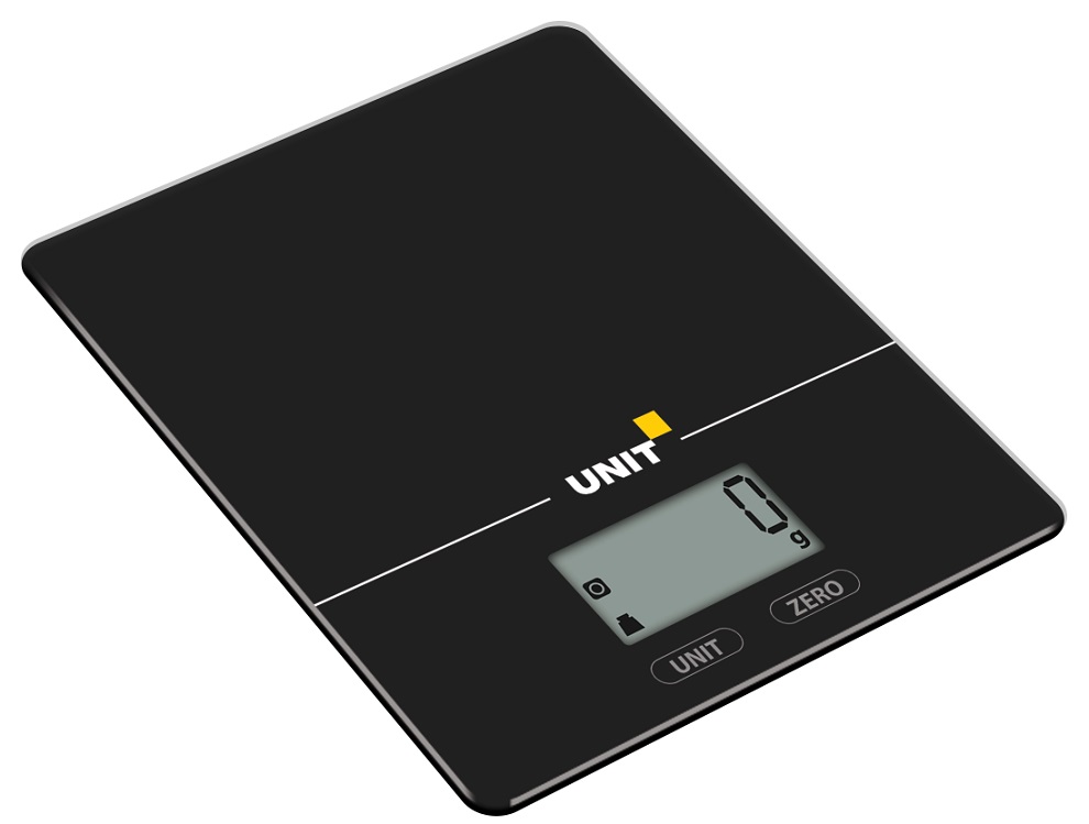 Весы Кухонные электронные UNIT UBS-2154, стекло, 5кг. 1гр. Цвет: Черный 