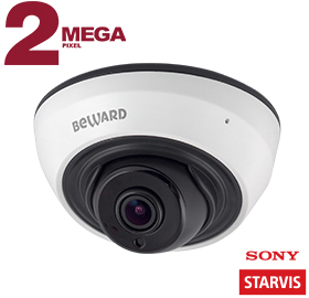 Купольная IP камера Beward SV2005DR 2 Мп, 1/2.8'' КМОП Sony Starvis, 0.002 лк (день)/0.001 лк (ночь)