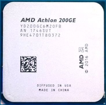 Процессор AMD Athlon 200GE, Socket AM4, 2-ядерный, 3200 МГц, Raven Ridge, Кэш L2 - 1 Мб, Кэш L3 - 4 Мб, Radeon Vega 3, 14 нм, 35 Вт