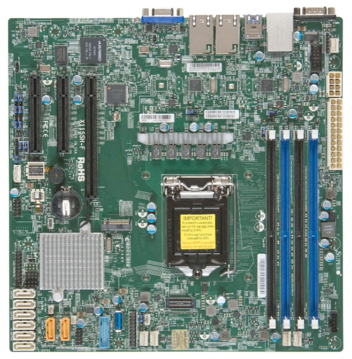 Материнская плата Supermicro Motherboard 1xCPU X11SSH-F E3-1200 v5, 6thGeni3, Pent, Celeron/ UpTo4UDIMM/ 8x SATA3/ C236 RAID 0/1/5/10/ 2xGE/ 1xPCIx8(i