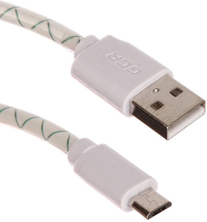 Кабель Greenconnect GCR-UA9MCB3-BD-2.0m, 2A 2.0m USB 2.0, AM/microB 5pin, бело-зеленый, белые коннекторы, 28/24 AWG, поддержка функции быстрой зарядки
