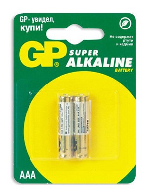Батарейка,GP Super Alkaline LR03 AAA 2 шт, GP 24A-BC2