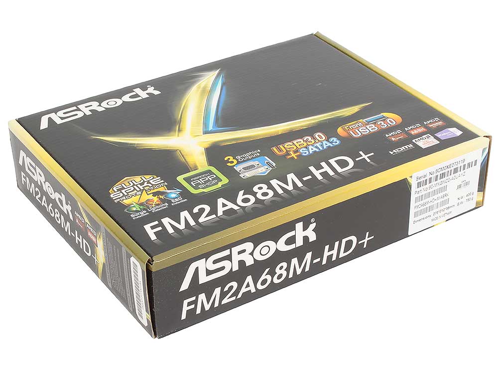 Матплата Asrock FM2A68M-HD+ (Soc-FM2+ AMD A68H 2xDDR3 mATX AC`97 6ch(5.1) GbLAN RAID RAID1 RAID10+VGA+DVI+HDMI)