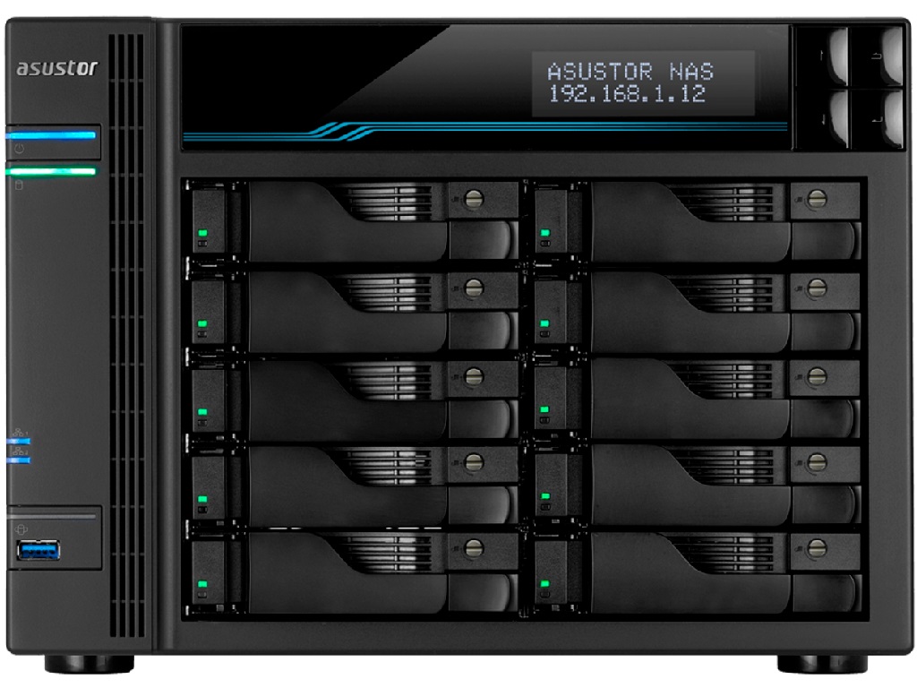 Сетевое хранилище ASUSTOR AS7110T 10-Bay NAS/Media player/Intel Xeon E-2224  3.4GHz up to 4.6GHz(Quad-Core), 8GB SO-DIMM DDR4, noHDD(HDD,SSD),/10x1GbE