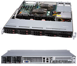 Серверная платформа SuperMicro SYS-1029P-MTR, 1U, 2 x LGA3647, Intel C621, 8 x DDR4, 8 x 2.5" SATA, 2xGigabit Ethernet (1000 Мбит/с), 800 Вт
