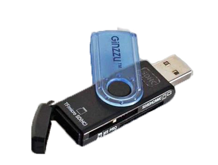 Card Reader,Ginzzu GR-412B , (USB 2.0, portable)