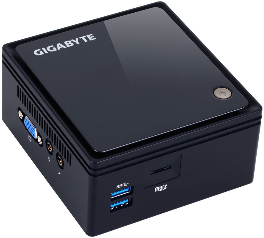 Платформа Gigabyte BRIX GB-BACE-3160, Intel Celeron J3160, 1600 МГц, DDR-3, без HDD, Intel HD Graphics 400, 1000 Мбит/с, Wi-Fi, Bluetooth, USB 3.0