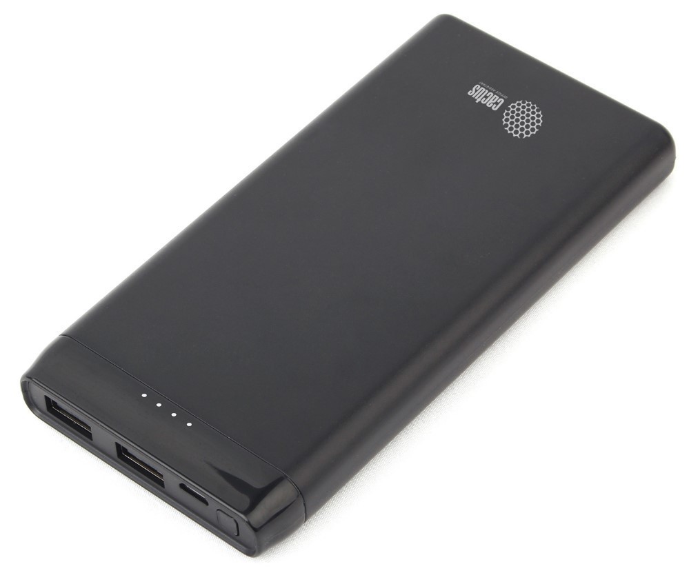 Мобильный аккумулятор,Cactus Li-Pol 10000mAh 2.1A+2.1A черный 2xUSB, CS-PBFSFT-10000