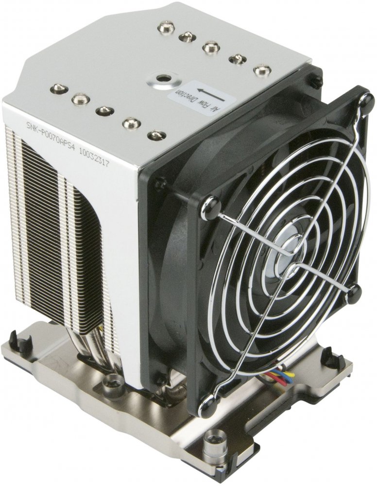 Кулер SuperMicro SNK-P0070APS4, для установки в сокет LGA 3647, совместим с корпусами 4U, рассчитан на охлаждение процессоров с TDP не более 205 Вт