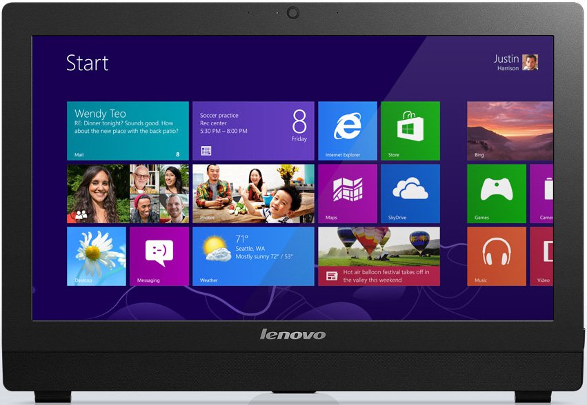 Моноблок Lenovo S20-00 (19.5" HD+ Cel J1800/4Gb/500Gb/DVDRW/Windows 8.1 64/WiFi/Cam/черный 1600x900), F0AY007CRK