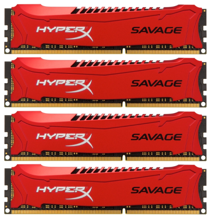 Память оперативная Kingston 32GB 1866MHz DDR3 CL9 DIMM (Kit of 4) XMP HyperX Savage Red, HX318C9SRK4/32