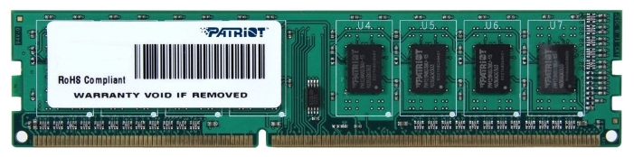 Оперативная память Patriot Memory PSD34G1600L81, 4096 Мб, DDR-3, 1600 МГц, 12800 Мб/с, CL11, 1.35 В