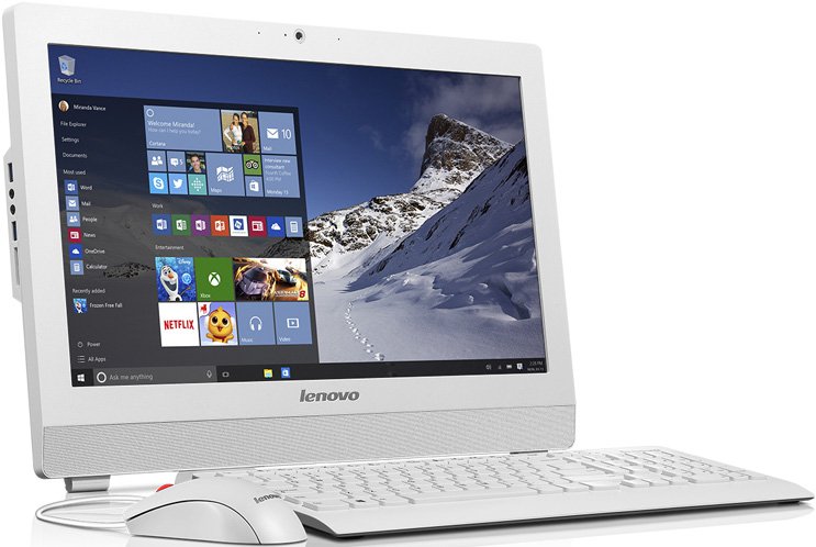 Моноблок Lenovo S200z 19.5" HD+ Cel J3060/2Gb/500Gb 7.2k/Free DOS/клавиатура/мышь/Cam/белый 1600x900