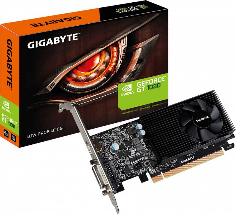 Видеокарта Gigabyte GeForce GT1030, PCI-E 3.0, 1227 МГц, 2048 Мб GDDR5 6008 МГц, 64 бит, DVI, HDMI, Retail