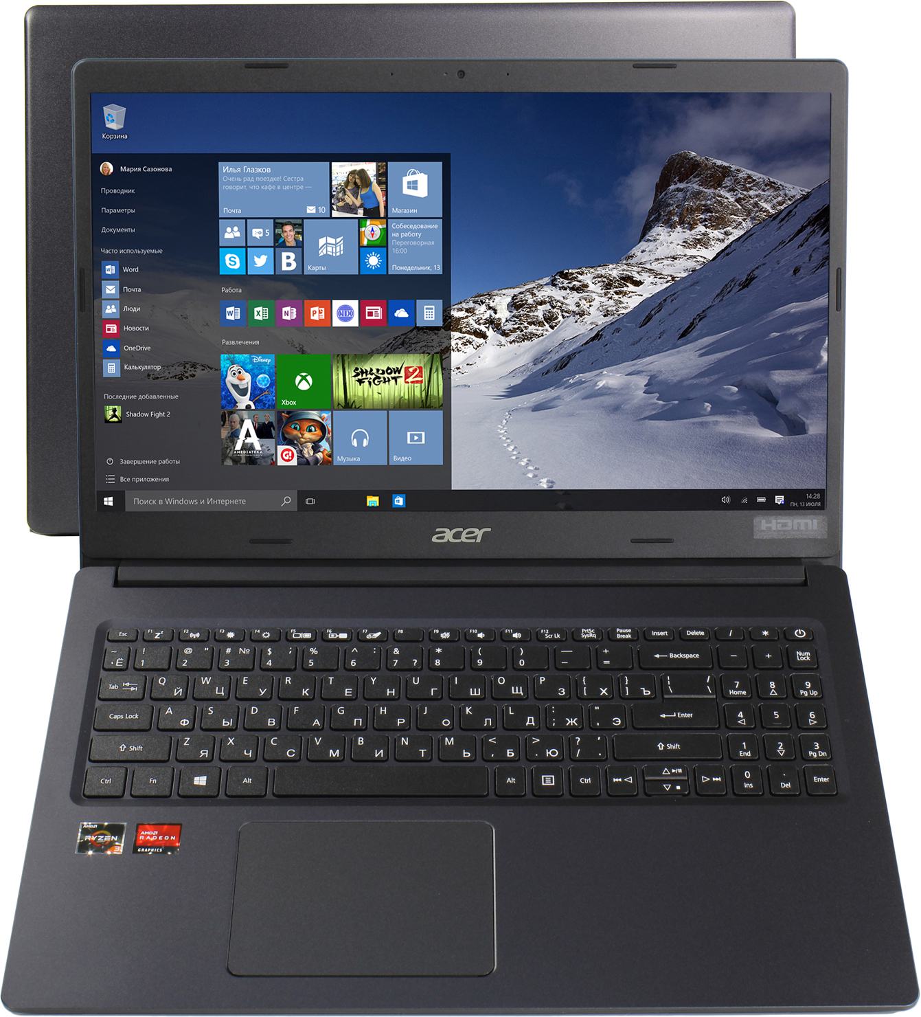 Ноутбук Acer Extensa EX215-22-R2H8 15.6" FHD, AMD R3-3250U, 4Gb, 128Gb SSD, noODD, w\o OS, черный (N