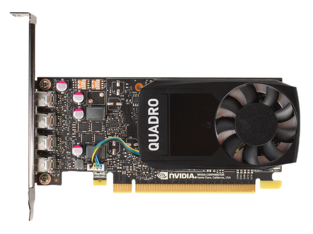 Видеокарта,PNY Quadro P1000 PCIe-16x 3.0,4 GB,DDR5, 4×mDP to DP adapters, VCQP1000-PB