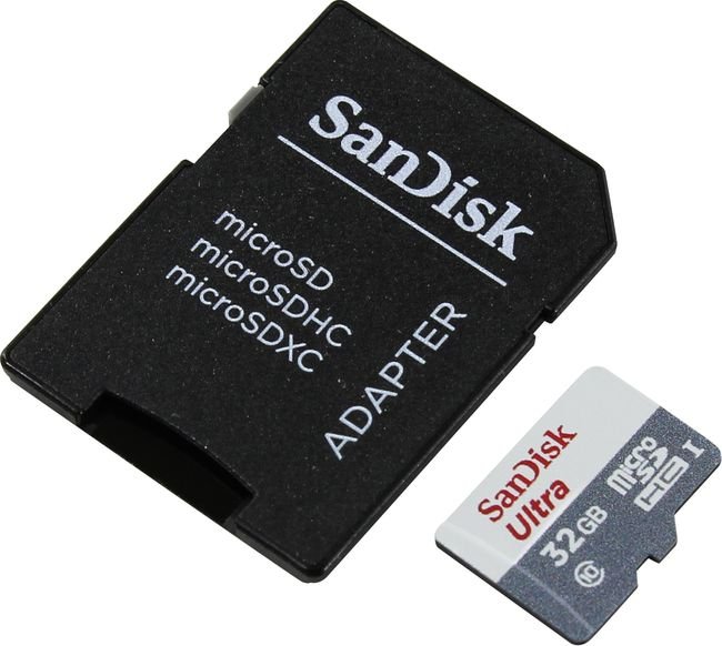 Флеш карта microSD 32GB SanDisk microSDHC Class 10 Ultra Android (SD адаптер) 80MB/s - Tablet Packag