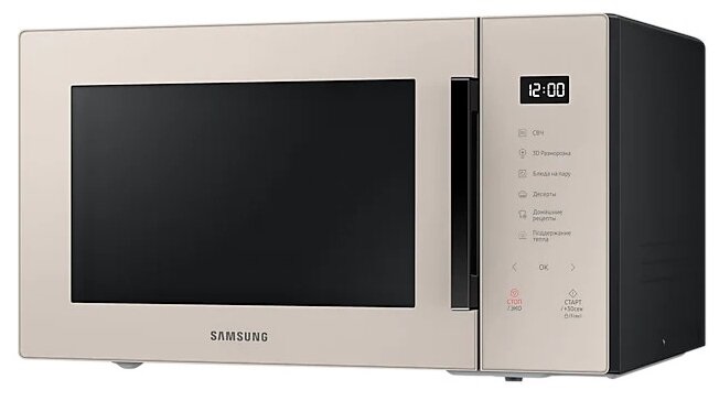 Микроволновая печь Samsung MS30T5018UF, 30л, соло, БИОкерамика -10 лет гарантия, сенсорная панель управления, цвет бежевый, поверхность двери стекло  