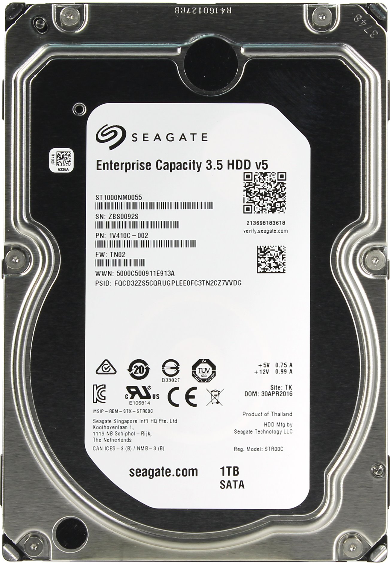 Жесткий диск,1TB,7200,Seagate Enterprise Capacity SATA-III,128Mb Cache, ST1000NM0055