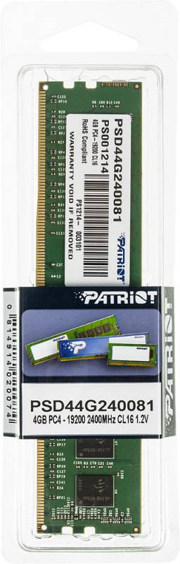Память DDR4 4Gb 2400MHz Patriot Memory PSD44G240081 RTL PC4-17000 CL15 DIMM 288-pin 1.2В
