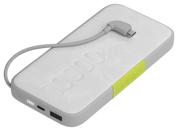 Мобильный аккумулятор InfinityLab InstantGo 10000 Built-in USB-C Cable, 30W, 1xUSB-C, 1xUSB-A, 0.230 кг, цвет белый