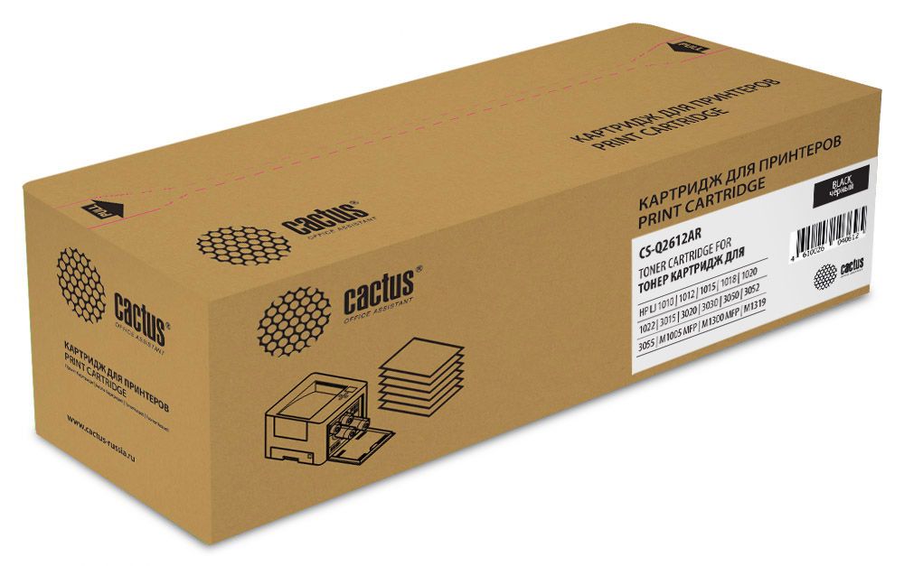 Тонер Картридж Cactus CS-Q2612AR черный (2000стр.) для HP LJ 1010/1012/1015/1018/1020/1020Plus/1022/3015/3020