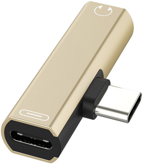 Переходник Greenconnect USB Type C > 3.5mm mini jack + TypeC, золотой, GCR-UC2AUX, GCR-52244