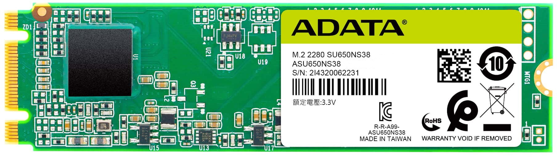 Твердотельный накопитель ADATA 240GB SSD SU650 M.2 2280 SATA 6Gb/s R/W 550/500 MB/s 3D TLC, ASU650NS38-240GT-C