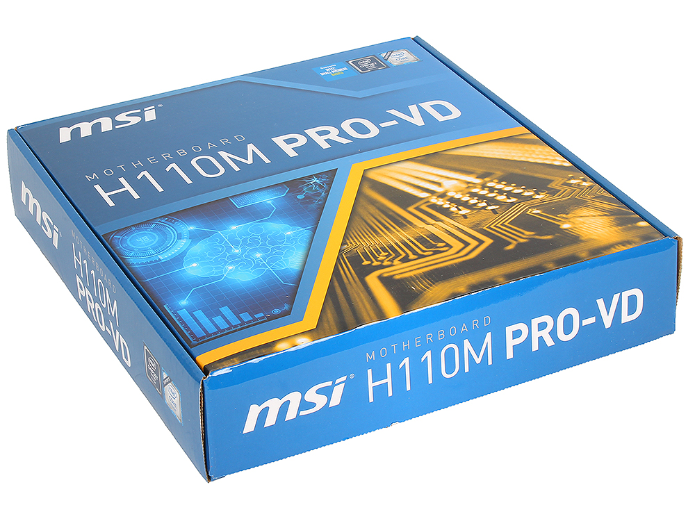 Матплата MSI H110M PRO-VD (Socket 1151, Intel H110, 2xDDR-4, 7.1CH, 1000 Мбит/с, USB3.1, D-Sub, DVI, mATX, Retail)