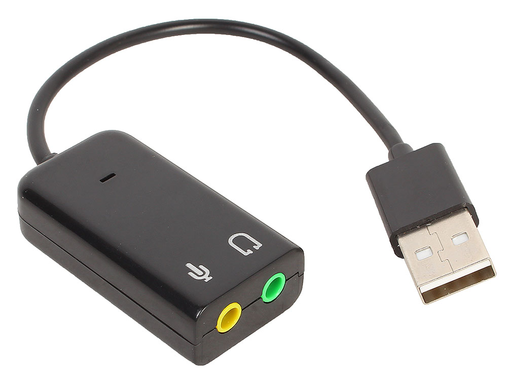 Звуковая карта Orient AU-01S, USB to Audio, 2 x jack 3.5 mm для подключения гарнитуры к порту USB, черный 