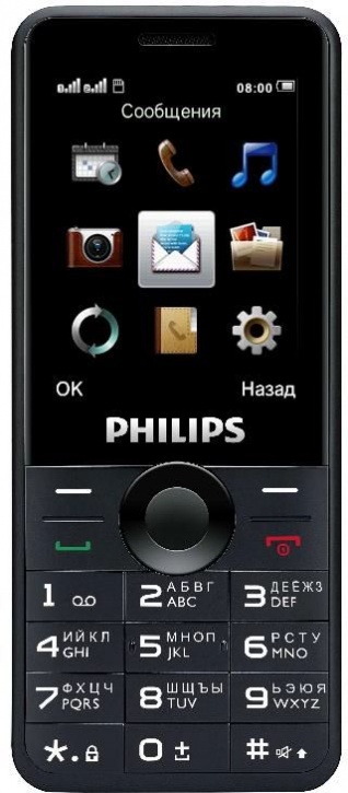 Мобильный телефон Philips E168 Xenium черный моноблок 2.4" 240x320 0.3Mpix BT GSM900/1800 GSM1900 MP3 FM microSD max16Gb