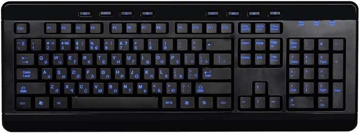 Клавиатура,Gembird KBL-007 USB,Black, синяя подсветка