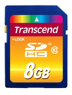 Память Secure Digital Card ,8 GB, (SD) class 10, Transcend, TS8GSDHC10