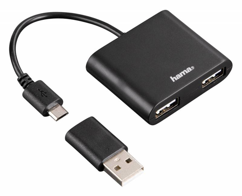 Разветвитель USB 2.0 Hama OTG/microUSB портов:2 черный