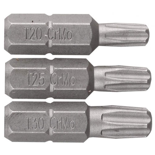 Набор ЗУБР Биты "МАСТЕР" кованые, хромомолибденовая сталь, тип хвостовика C 1/4", 25мм, T20, T25, T30, 3 предмета, 26009-TORX-H3
