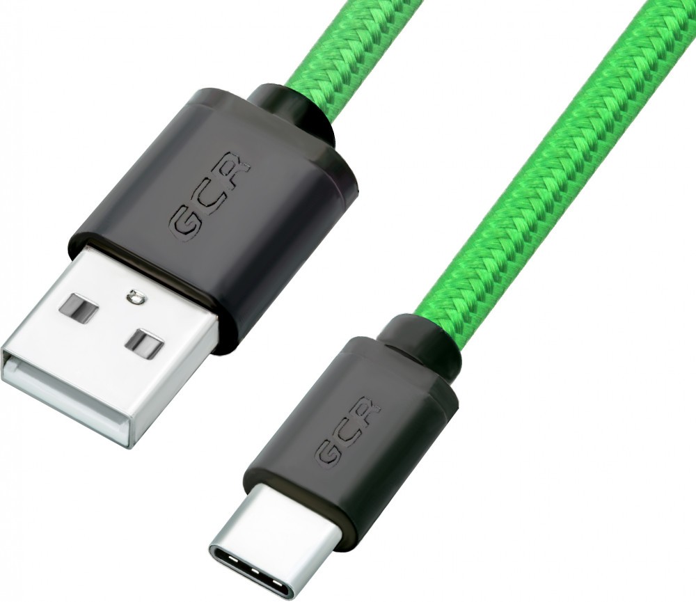 Кабель Greenconnect 0.5m USB 2.0, AM/CM, зеленый нейлон, черные коннекторы, 28/28 AWG, GCR-50735, GCR-50735